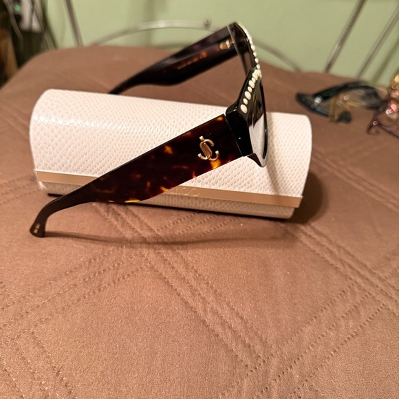 Jimmy Choo Sonya GS Pearl-Embellished Tortoise Sunglasses - Picture 4 of 4